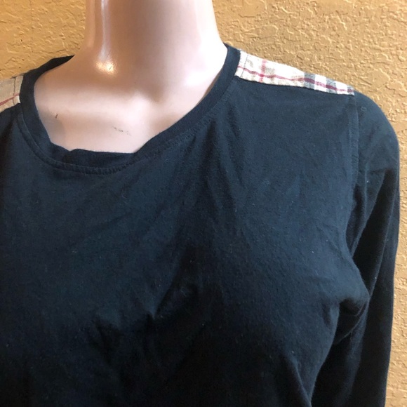 Burberry Long Sleeve Top with Plaid Accents - Picture 2 of 9